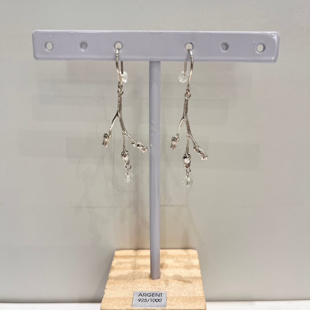 Boucles d'oreilles - 3 fleurs en argent 925 - image 1