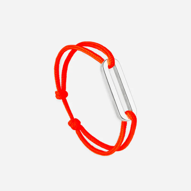 Bracelet MAILLON PLAT Plaqué Argent 30 mm - MARNAGE ORANGE FLUO - image 1