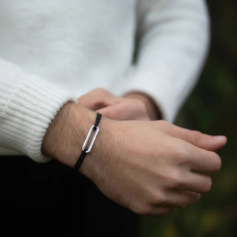 Bracelet MAILLON PLAT Plaqué Argent 30 mm - TIMON NOIR - image 2