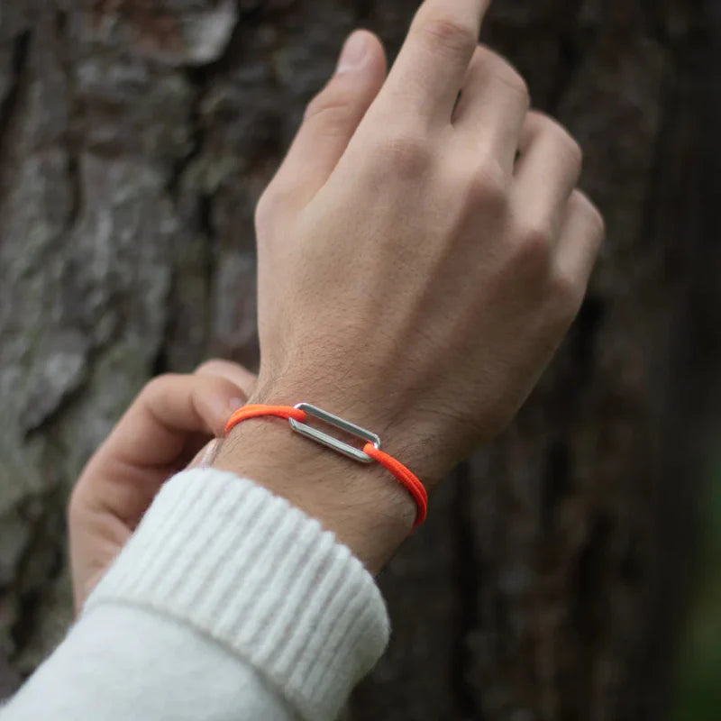 Bracelet MAILLON PLAT Plaqué Argent 30 mm - MARNAGE ORANGE FLUO - image 2