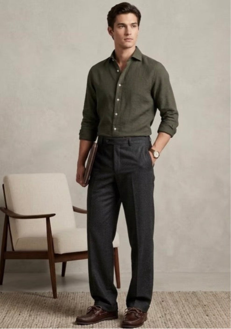 Chemise Eugène Vert Olive - image 1