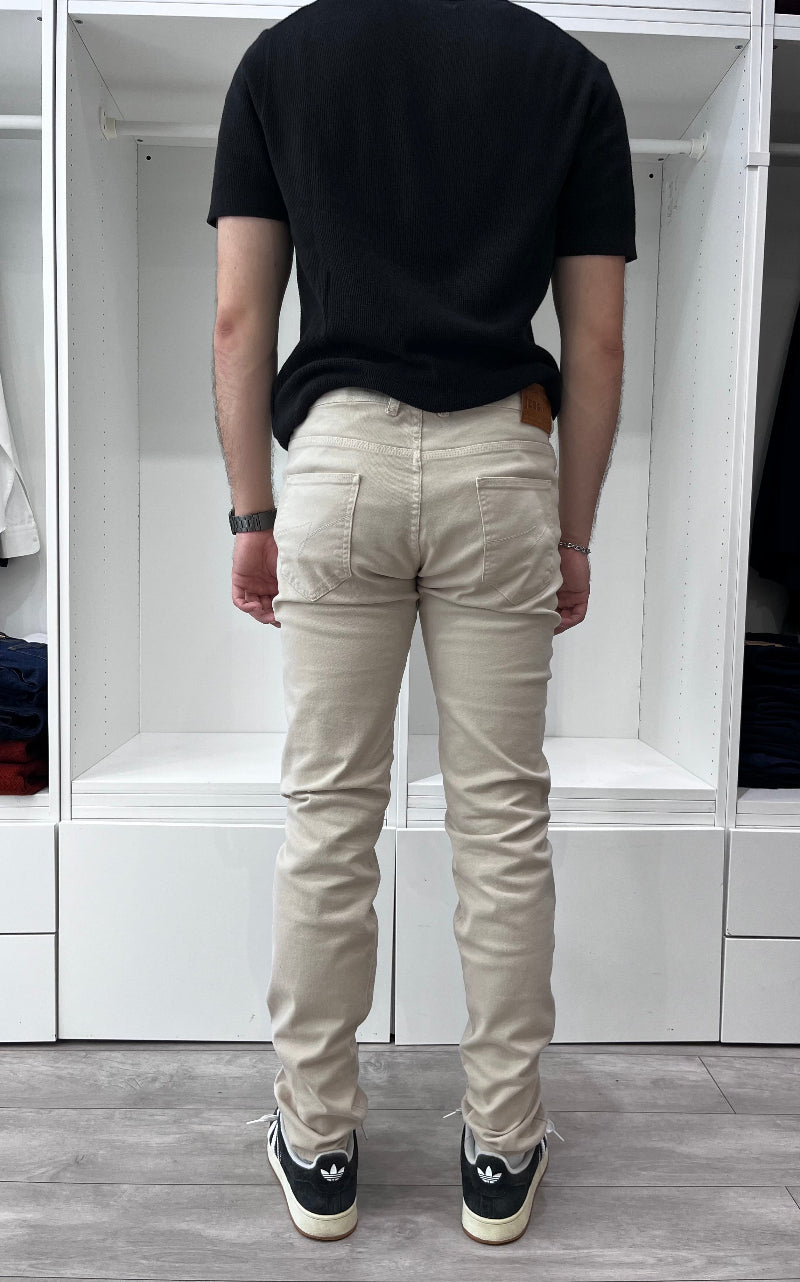 Jean slim en toile - Sable - image 3