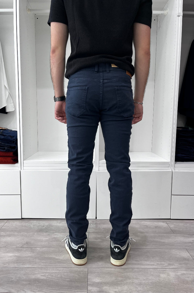 Jean slim en toile - Bleu Nuit - image 3