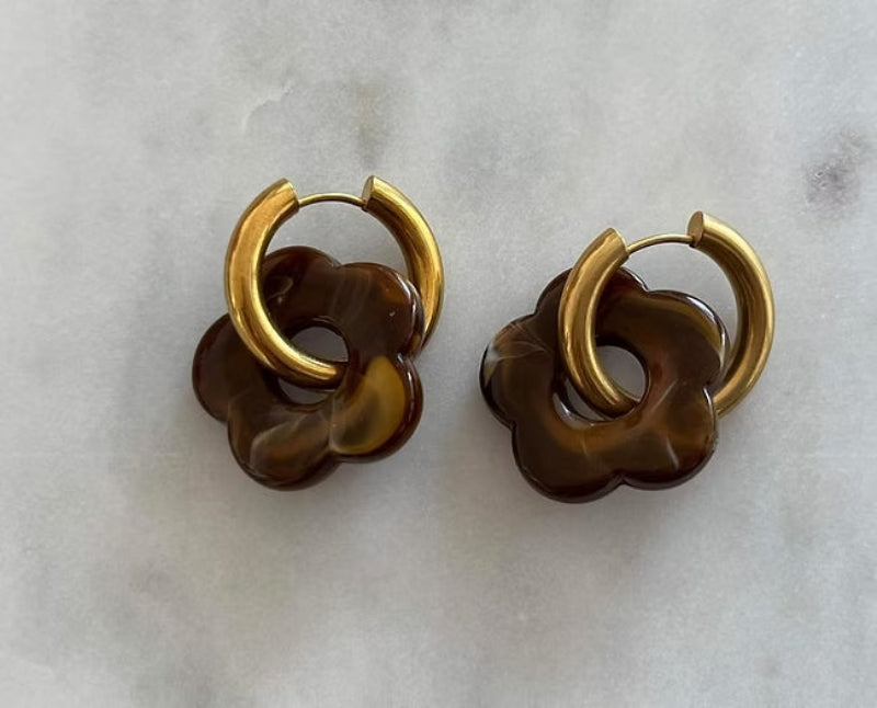 Boucles d'oreilles SUZANNE - Marron - image 1