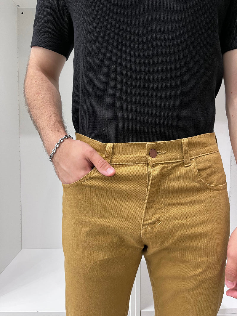 Jean slim en toile - Cuir - image 2