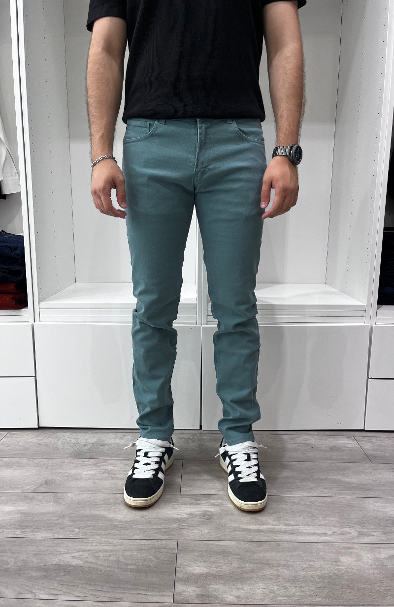 Jean slim en toile - Bleu Amazonite - image 1