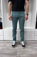Jean slim en toile - Bleu Amazonite - image 1