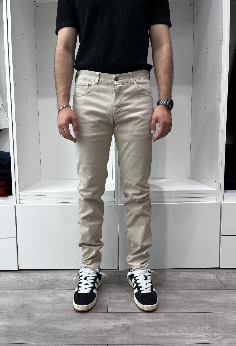 Jean slim en toile - Sable - image 1