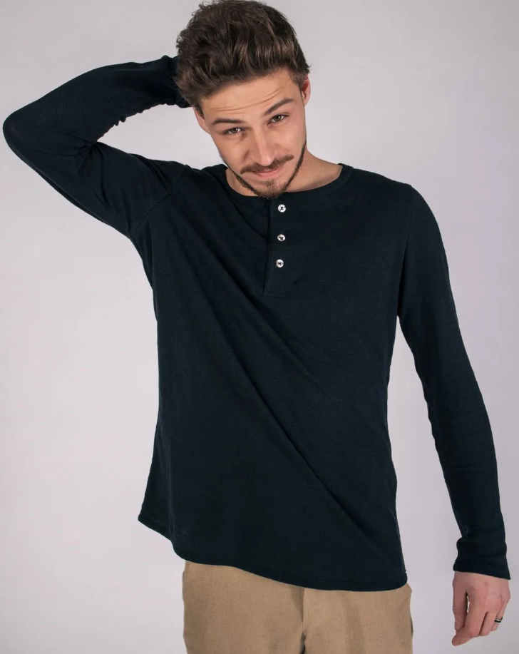 T-Shirt manches longues - Zarro Lin noir - image 2