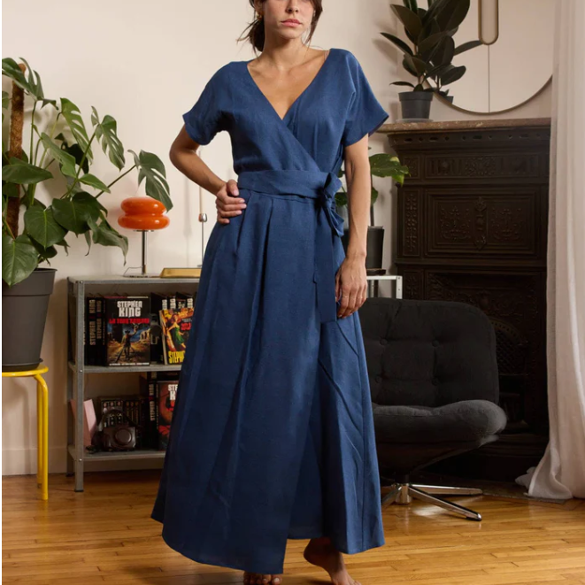 Robe - Lin Bleu Marine - image 1