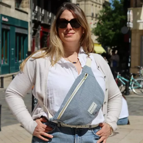 Sac Banane - Jean rayé bleu - image 1