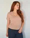 T-shirt - ZESI COL V MANCHES COURTES - Rose - image 1