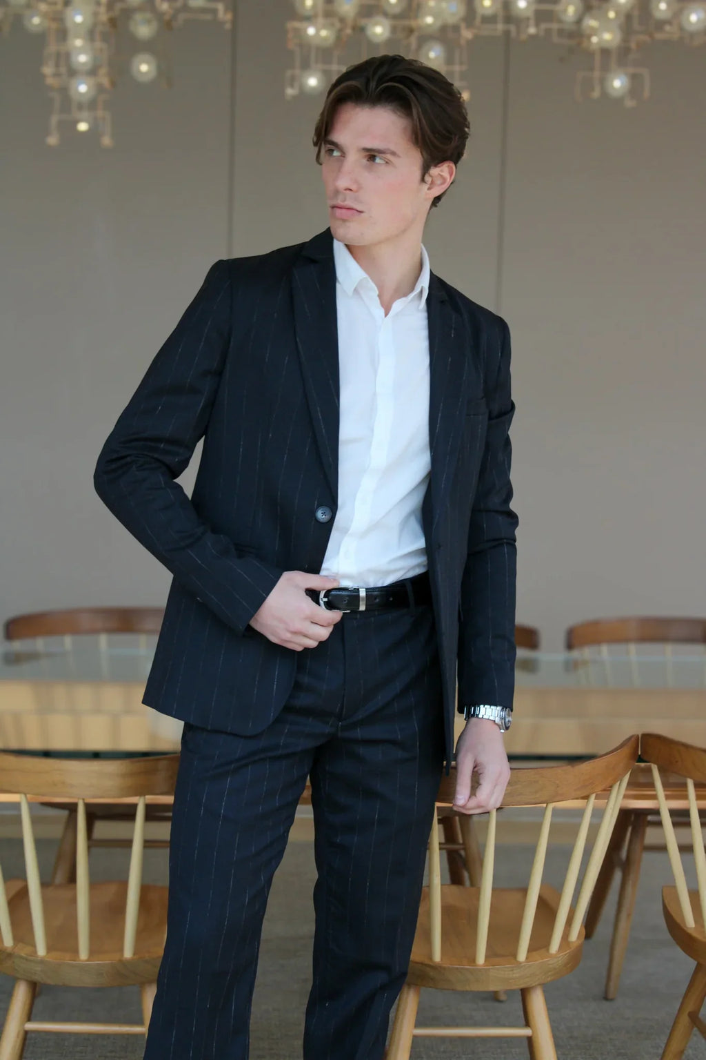 Veste de costume  - Noir Rayé Chantilly - image 1